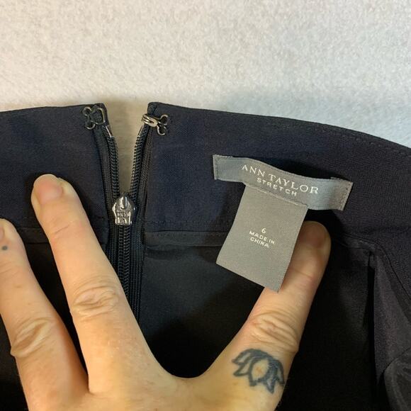 Ann Taylor Womens Virgin Wool Skirt Sz 6 Black Academia Career Professional - Picture 6 of 10